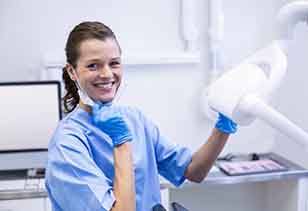 Dental hygienist smiles