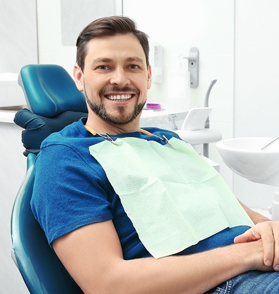 Man at dental office for preventive dentistry appointment