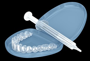 A 3D illustration of a teeth whitening kit